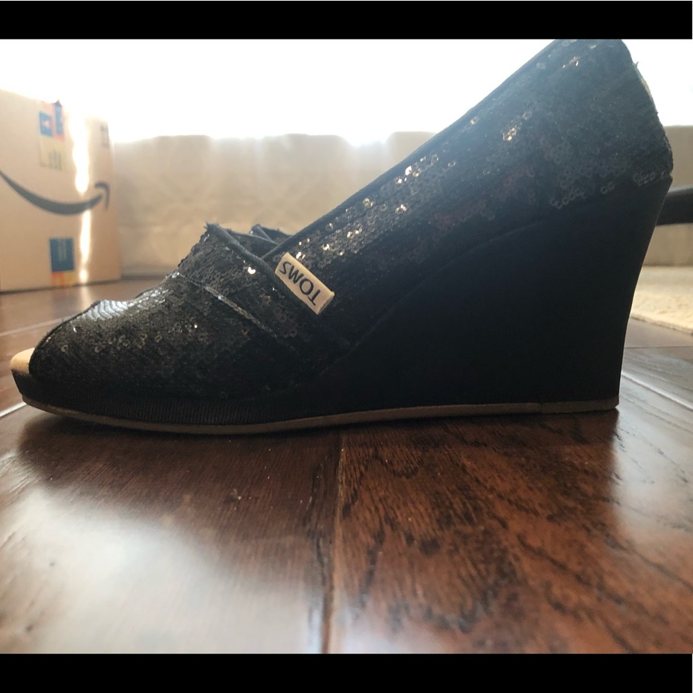 Black sequins TOMS Wedge
